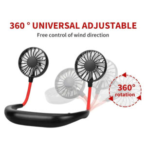 Portable Rechargeable Neck Fan – Foldable Hanging Fan with 3 Speed Modes & USB Charging